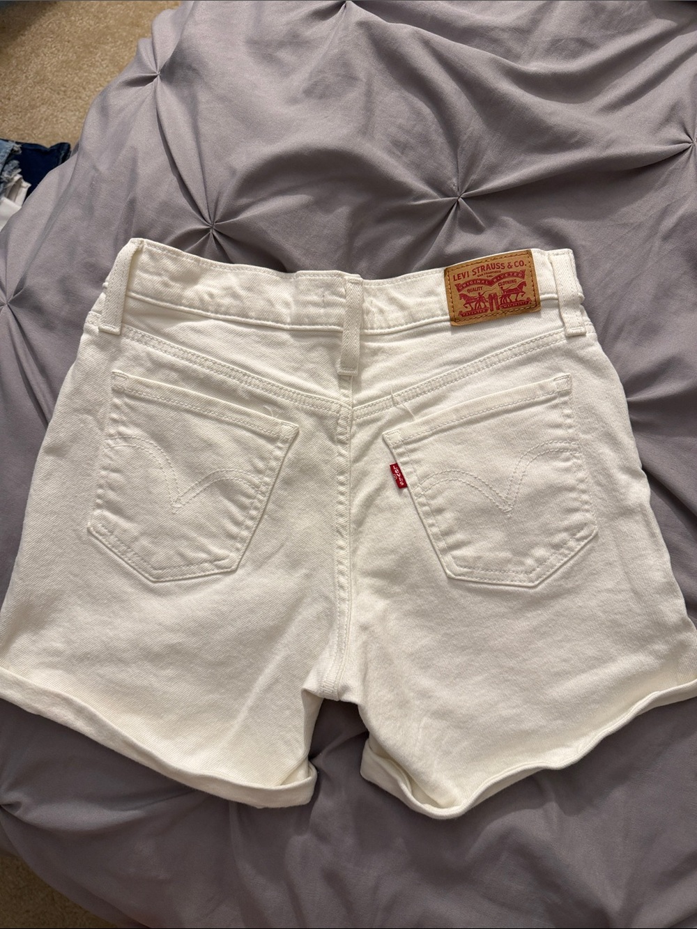 Levi's White High-Rise Mom Jean Shorts